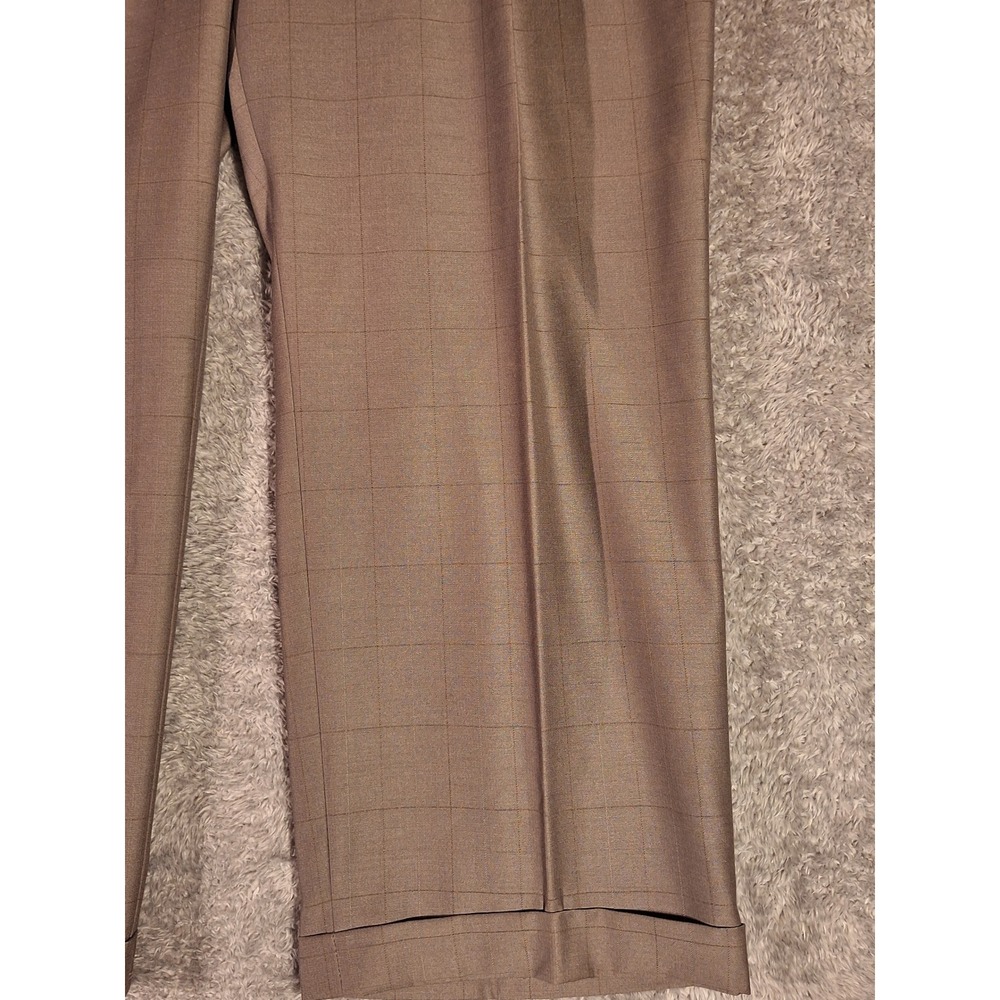 Luca Rossi Mens Plaid Wrinkle Resistant Slacks Trousers W48 I30 Taupe Capri NEW - Picture 10 of 12